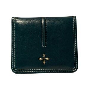 Baellerry Women Bifold Leather Mini Wallet ID Window Victorian Cross Green 8"x4"